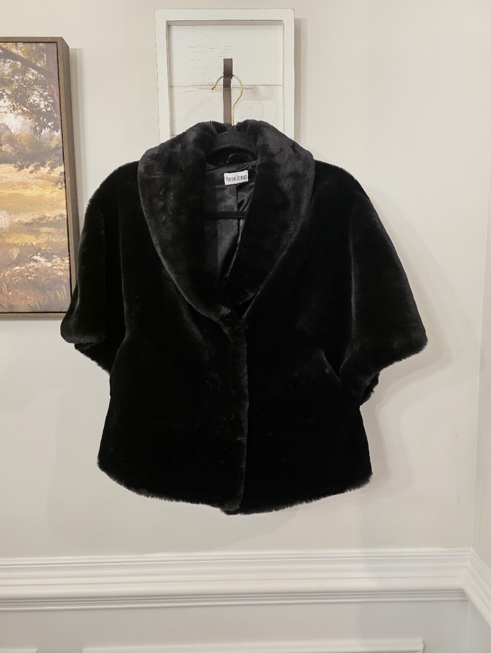 Vintage Marvin Richards Black Faux Fur Swing Coat One Size Fits Most